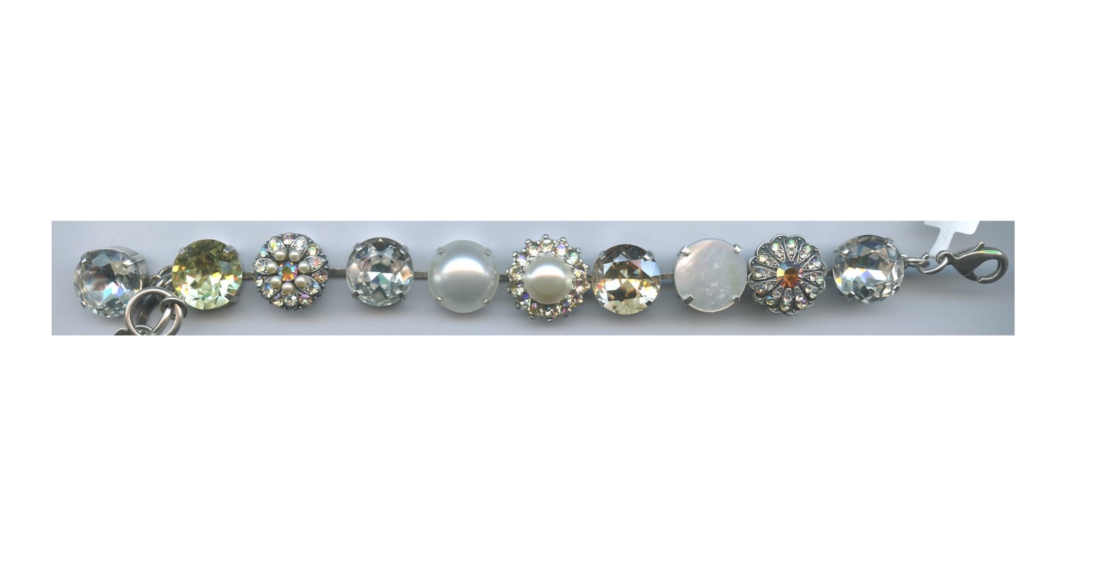 B-4195-M1093-SP Bracelet By Mariana Woman Sparkling Shell Mineral and Clear Swarovski Crystals - Image 1