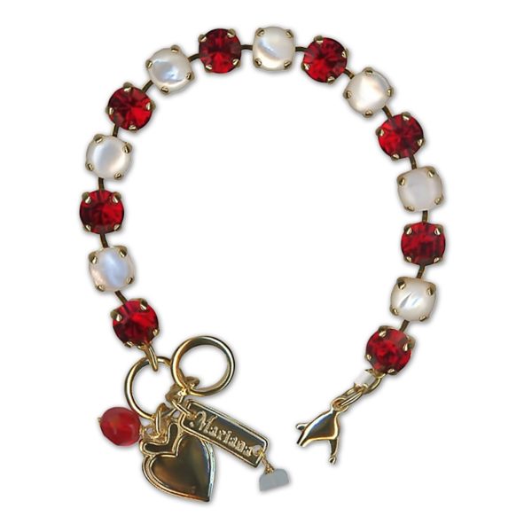 Bracelet by Mariana Woman Stunning White Shell Mineral and Siam Swarovski Crystals