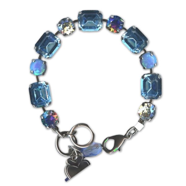 Bracelet by Mariana Woman Charming Blue Opal Mineral and Aquamarine Swarovski Crystals