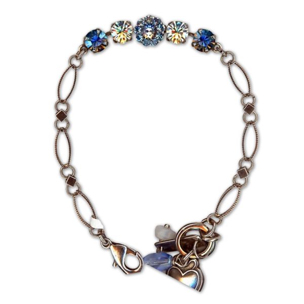 Bracelet by Mariana Woman Sleek Aquamarine and Moonlight Swarovski Crystals