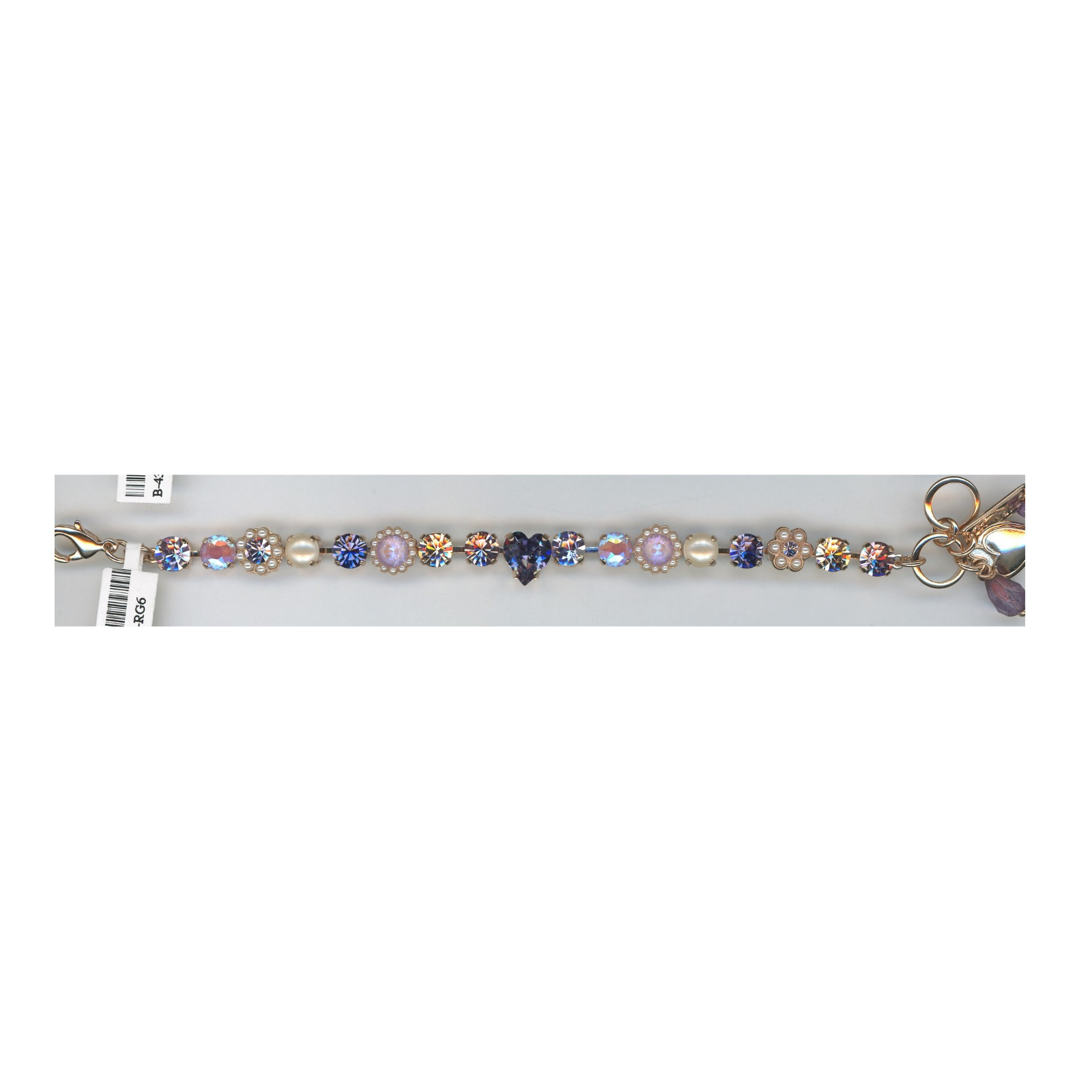 B-4379-11-139-10-RG Bracelet By Mariana Woman Heart Shape Violet and Tanzanite Swarovski Crystals - Image 1