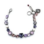 Bracelet By Mariana Woman Heart Shape Violet and Tanzanite Swarovski Crystals