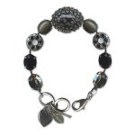 Bracelet by Mariana Woman Elegant Snowflake Obsidian Mineral and Jet Swarovski Crystals - Image 2