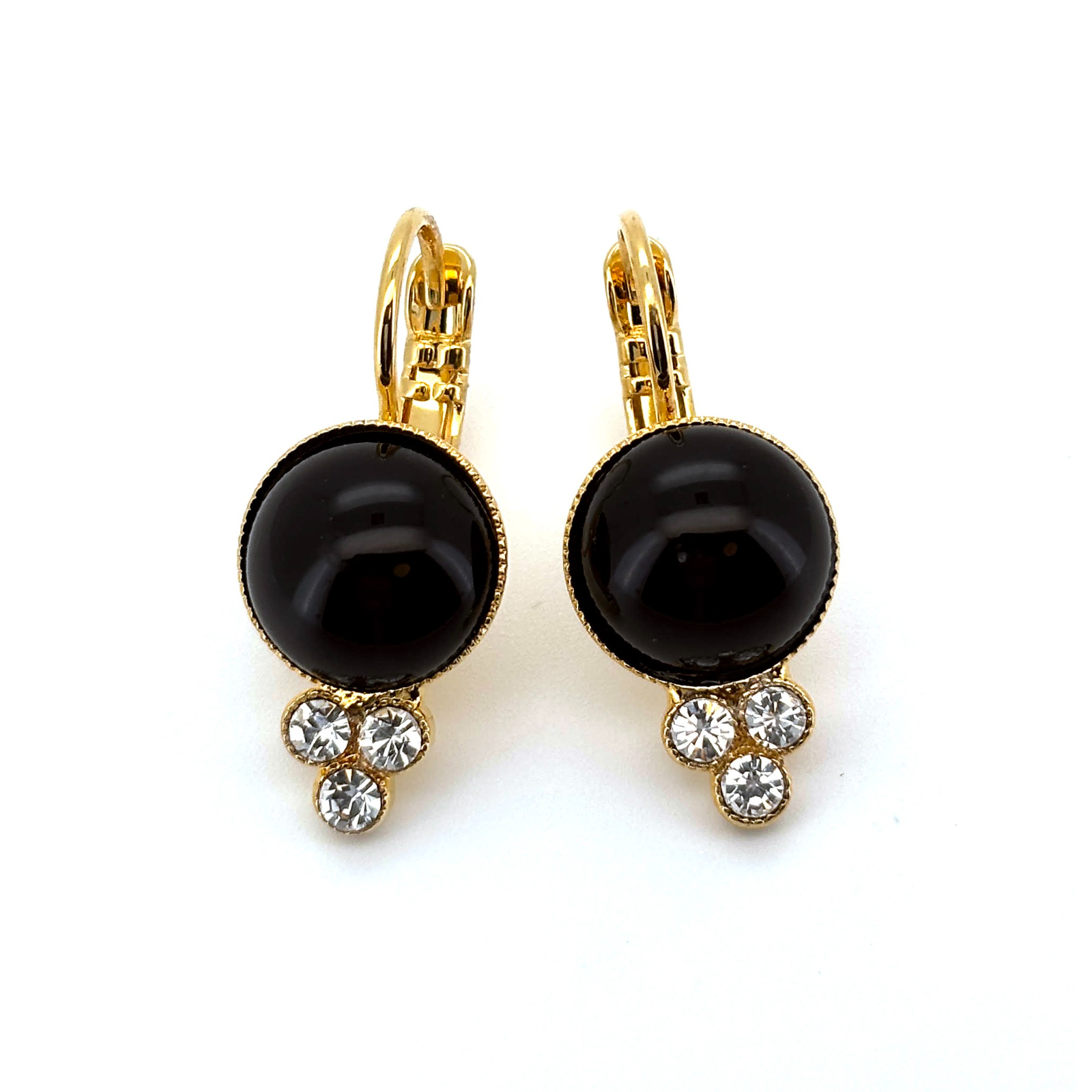 E-1018-280-1-YG6 (1) Earrings By Mariana Woman Delicate Jet and Clear Swarovski Crystals - Image 1