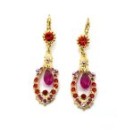 Earrings By Mariana Woman Exquisite Oval Hyacinth and Orange Swarovski Crystals - Image 2