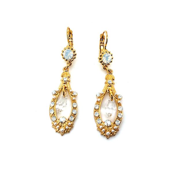 Earrings by Mariana Woman Elegant Clear and Pearl Swarovski Crystals