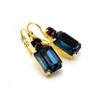Earrings By Mariana Woman Stylish Deep Purple and Montana Blue Swarovski Crystals - Image 4