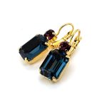 Earrings By Mariana Woman Stylish Deep Purple and Montana Blue Swarovski Crystals - Image 2