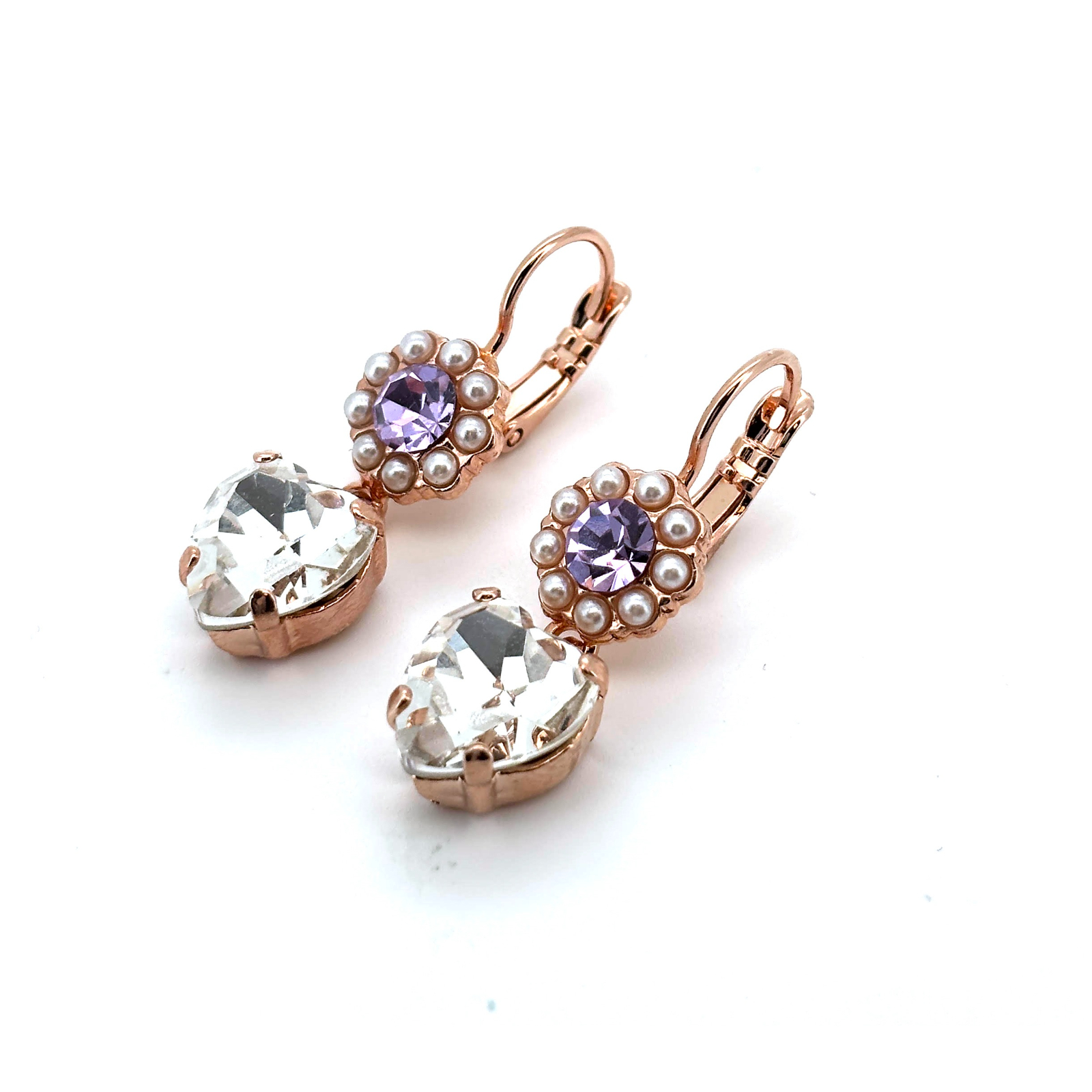E-1379-11-139-10-RG6 (6) Earrings By Mariana Woman Unique Dangling Violet and Tanzanite Swarovski Crystals - Image 1