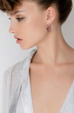 Earrings By Mariana Woman Stylish Amethyst and Light Amethyst Swarovski Crystals - Image 3