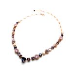 Necklace By Mariana Woman Beautiful Heart Shape Violet and Tanzanite Swarovski Crystals - Image 2