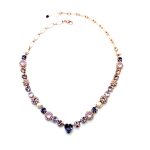 Necklace By Mariana Woman Beautiful Heart Shape Violet and Tanzanite Swarovski Crystals