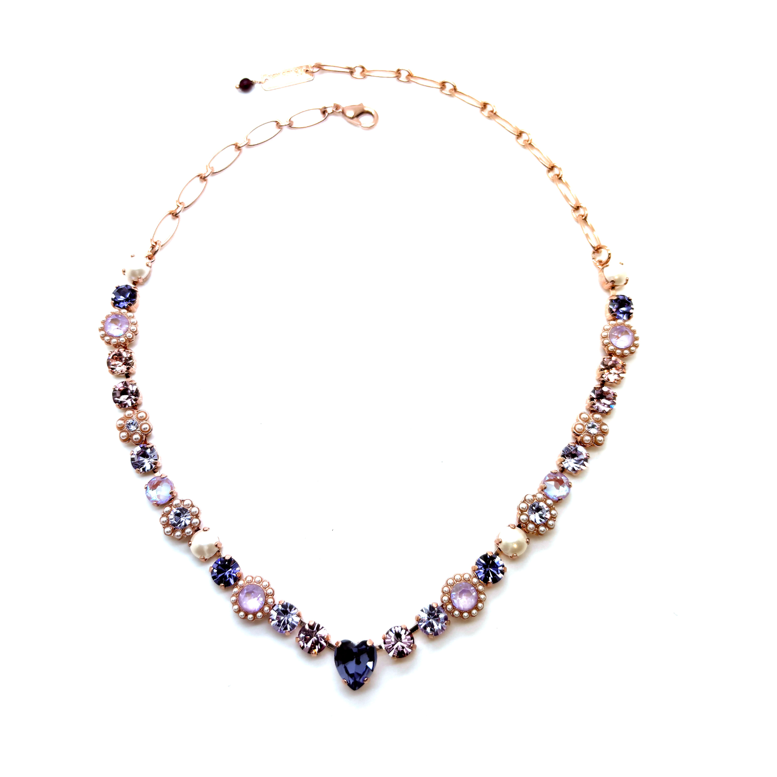 N-3379-11-139-10-RG (4) Necklace By Mariana Woman Beautiful Heart Shape Violet and Tanzanite Swarovski Crystals - Image 1