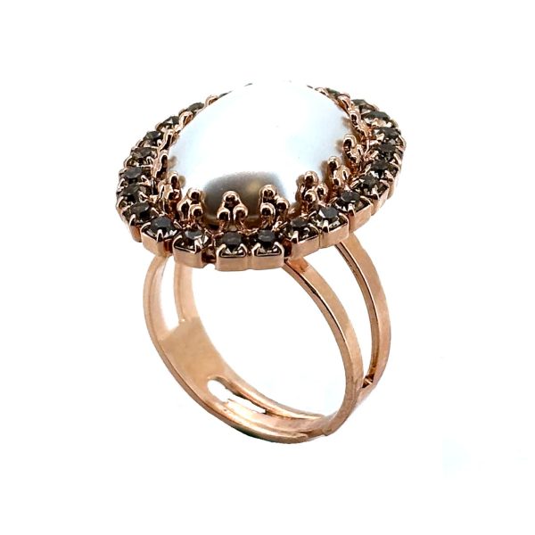 Ring by Mariana Woman Elegant Pearl and Black Diamond Swarovski Crystals