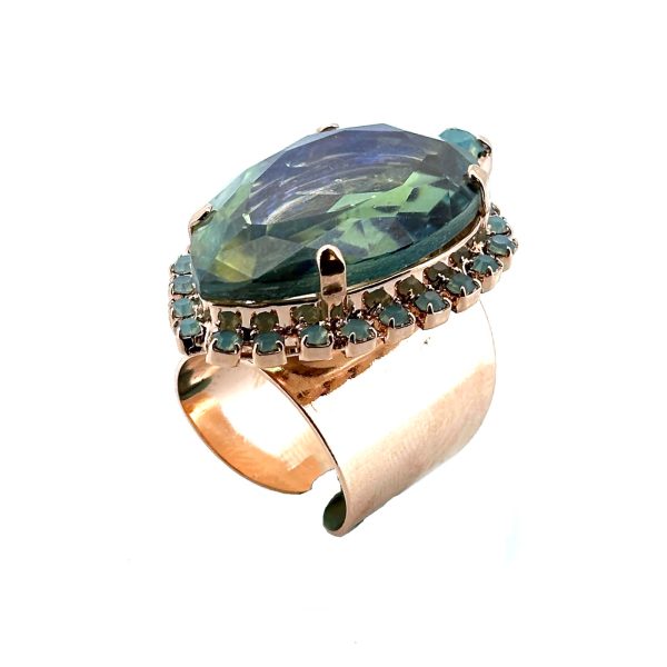 Ring by Mariana Woman Exquisite Peridot and Opal Swarovski Crystals