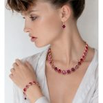 Jewelry Set By Mariana Woman Necklace and Bracelet Fuchsia and Rose Swarovski Crystals - Image 3