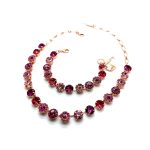 Jewelry Set By Mariana Woman Necklace and Bracelet Fuchsia and Rose Swarovski Crystals - Image 2