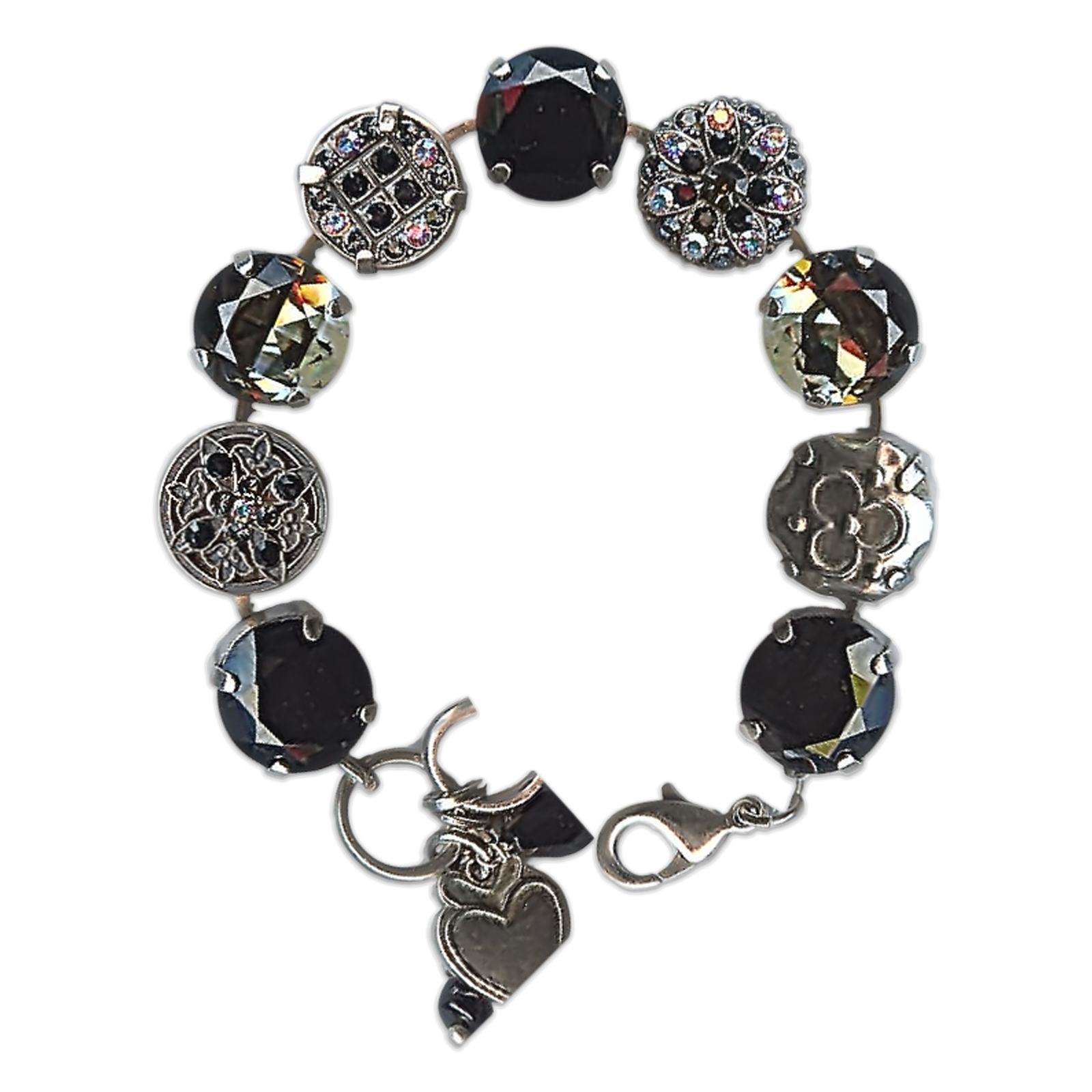 B-4026-3701-SP (1) Bracelet by Mariana Woman Elegant Jet and Grey Swarovski Crystals - Image 1