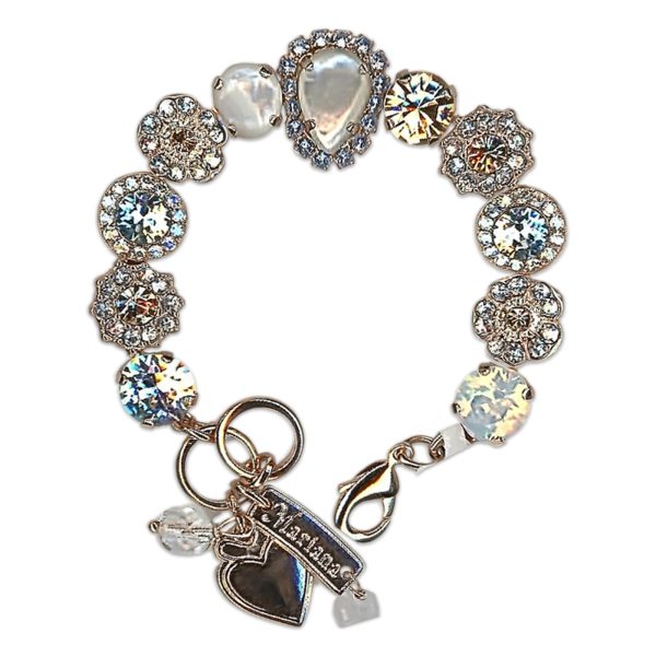 Bracelet by Mariana Woman Glamorous White Shell Mineral and Moonlight Swarovski Crystals