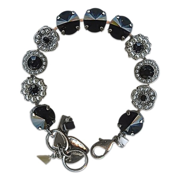 Bracelet by Mariana Woman Elegant Pearl Mineral and Jet Swarovski Crystals