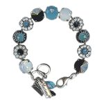 Bracelet by Mariana Woman Gorgeous Blue Quartz Mineral and Jet Swarovski Crystals