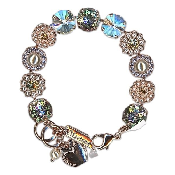 Bracelet by Mariana Woman Shimmering Patina and Pearl Swarovski Crystals
