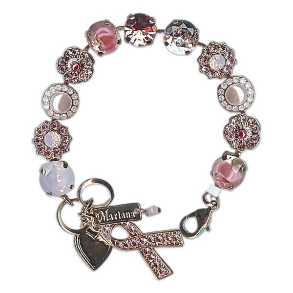 Bracelet by Mariana Woman Floral Rose and Pink Pearl Swarovski Crystals