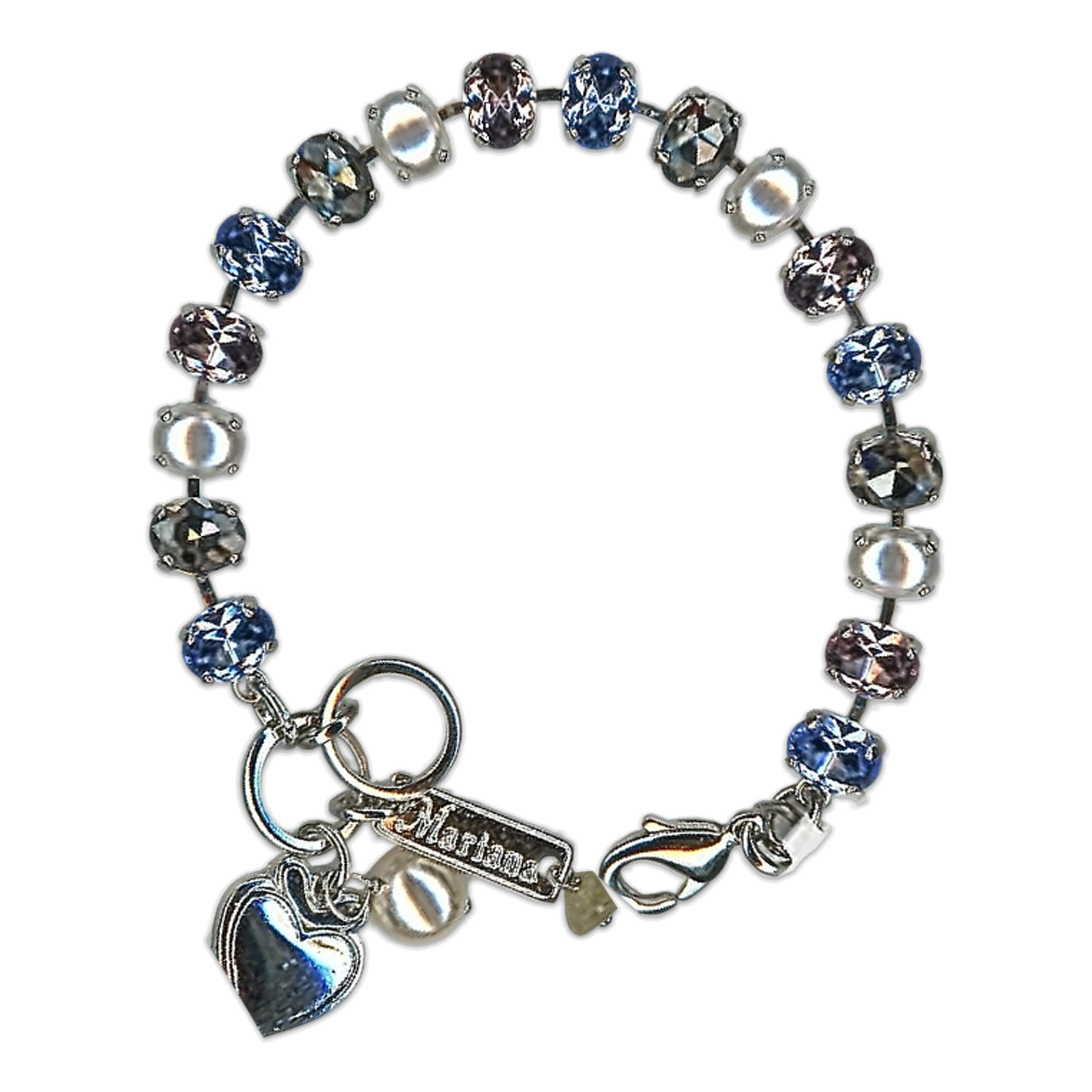 B-4086-1-1147-RO (1) Bracelet by Mariana Woman Elegant Pearl and Sapphire Swarovski Crystals - Image 1