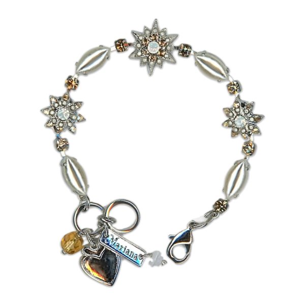 Bracelet by Mariana Woman Timeless Pearl and Golden Swarovski Crystals