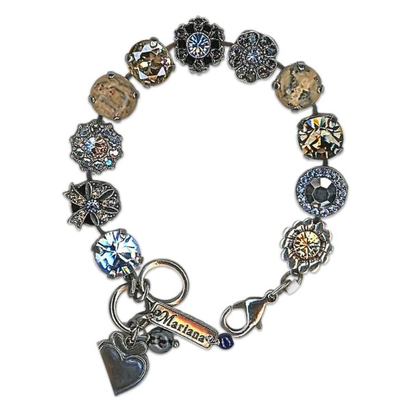 Bracelet by Mariana Woman Elegant Jasper Mineral and Black Diamond Swarovski Crystals