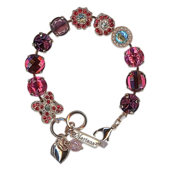 Bracelet by Mariana Woman Beautiful Rose and Amethyst Swarovski Crystals