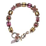 Bracelet by Mariana Woman Lovely Rose and Golden Swarovski Crystals