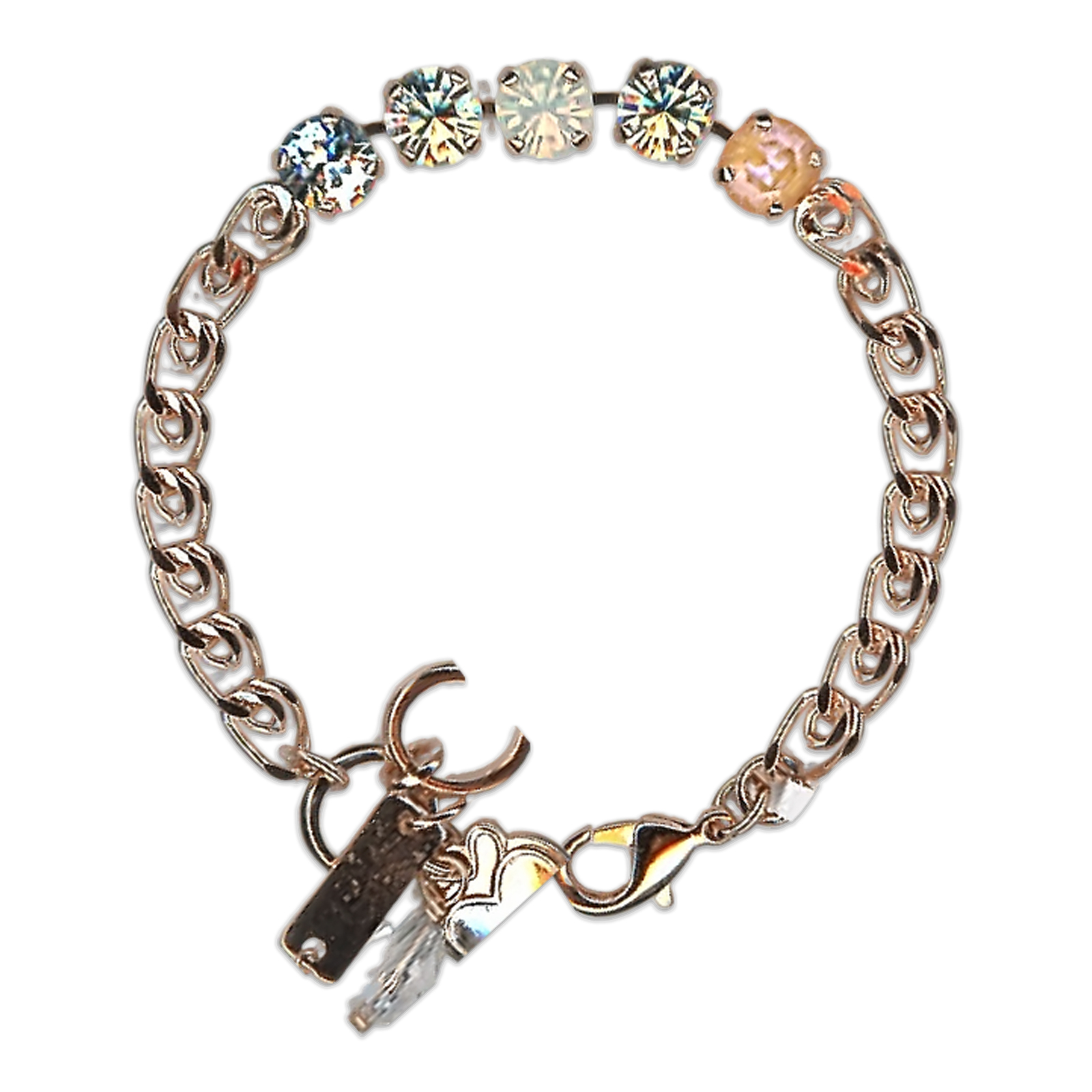 B-4252-4-19130-RG (1) Bracelet by Mariana Woman Gorgeous Peach and Opal Swarovski Crystals - Image 1