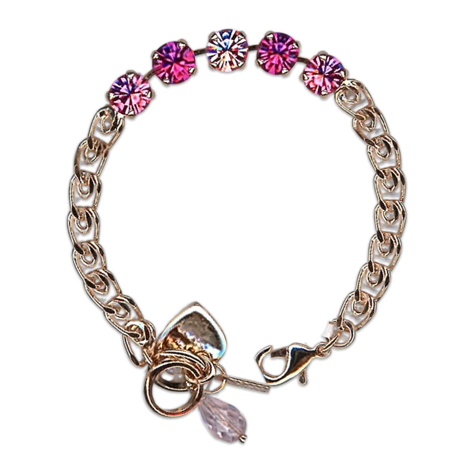 B-4252-4-5022-RG (1) Bracelet by Mariana Woman Beautiful Fuchsia and Rose Swarovski Crystals - Image 1