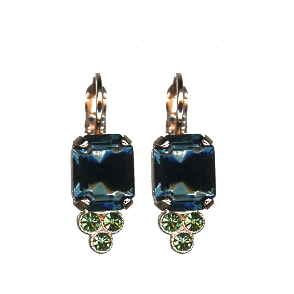 Earrings By Mariana Woman Radiant Montana Blue and Emerald and Olivine Swarovski Crystals
