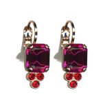 Earrings By Mariana Woman Stylish Fuchsia and Siam Swarovski Crystals