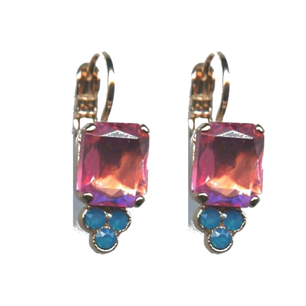 Earrings By Mariana Woman Luminous Emerald and Pink Swarovski Crystals