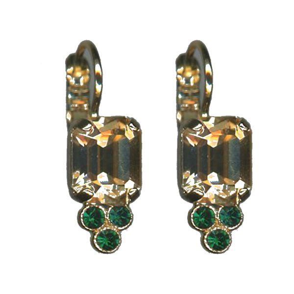 Earrings By Mariana Woman Glamorous Golden Shadow and Emerald Swarovski Crystals