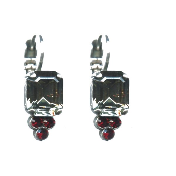 Earrings By Mariana Woman Charming Garnet and Bl.Diamond Swarovski Crystals