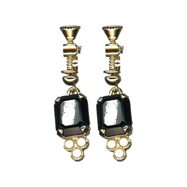 Earrings By Mariana Woman Stylish Pearl and Jet Swarovski Crystals