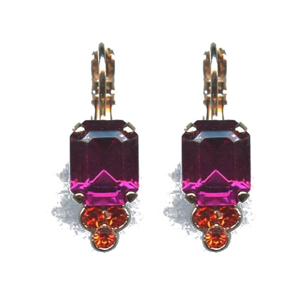 Earrings By Mariana Woman Graceful Fuchsia and Hyacinth Swarovski Crystals