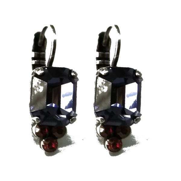 Earrings by Mariana Woman Alluring Red and Tanzanite Swarovski Crystals