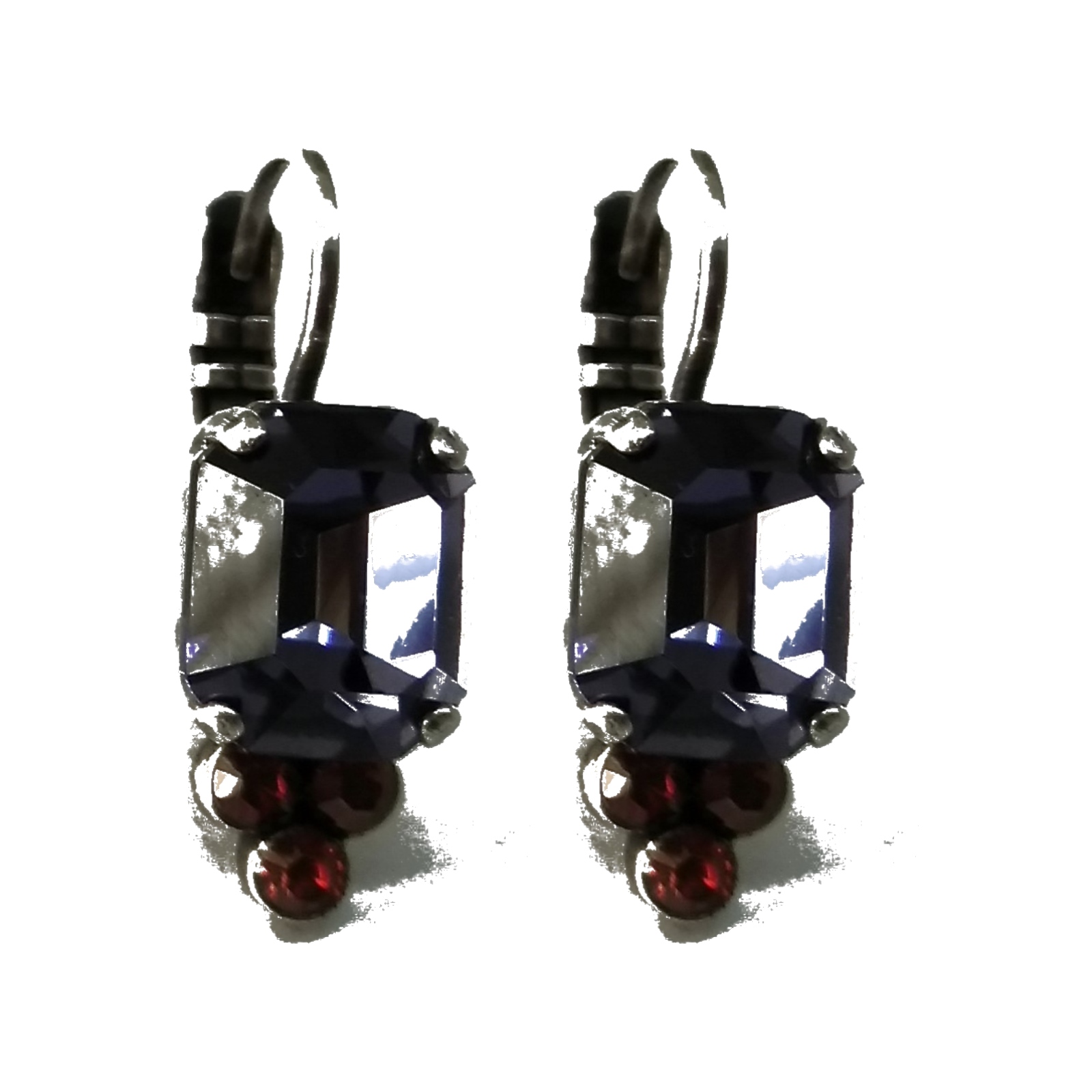 E-1009-539374-SP6-1 Earrings by Mariana Woman Alluring Red and Tanzanite Swarovski Crystals - Image 1