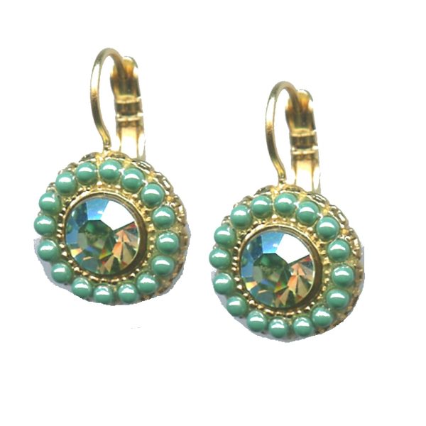 Earrings By Mariana Woman Striking Opal and Apple Green Swarovski Crystals