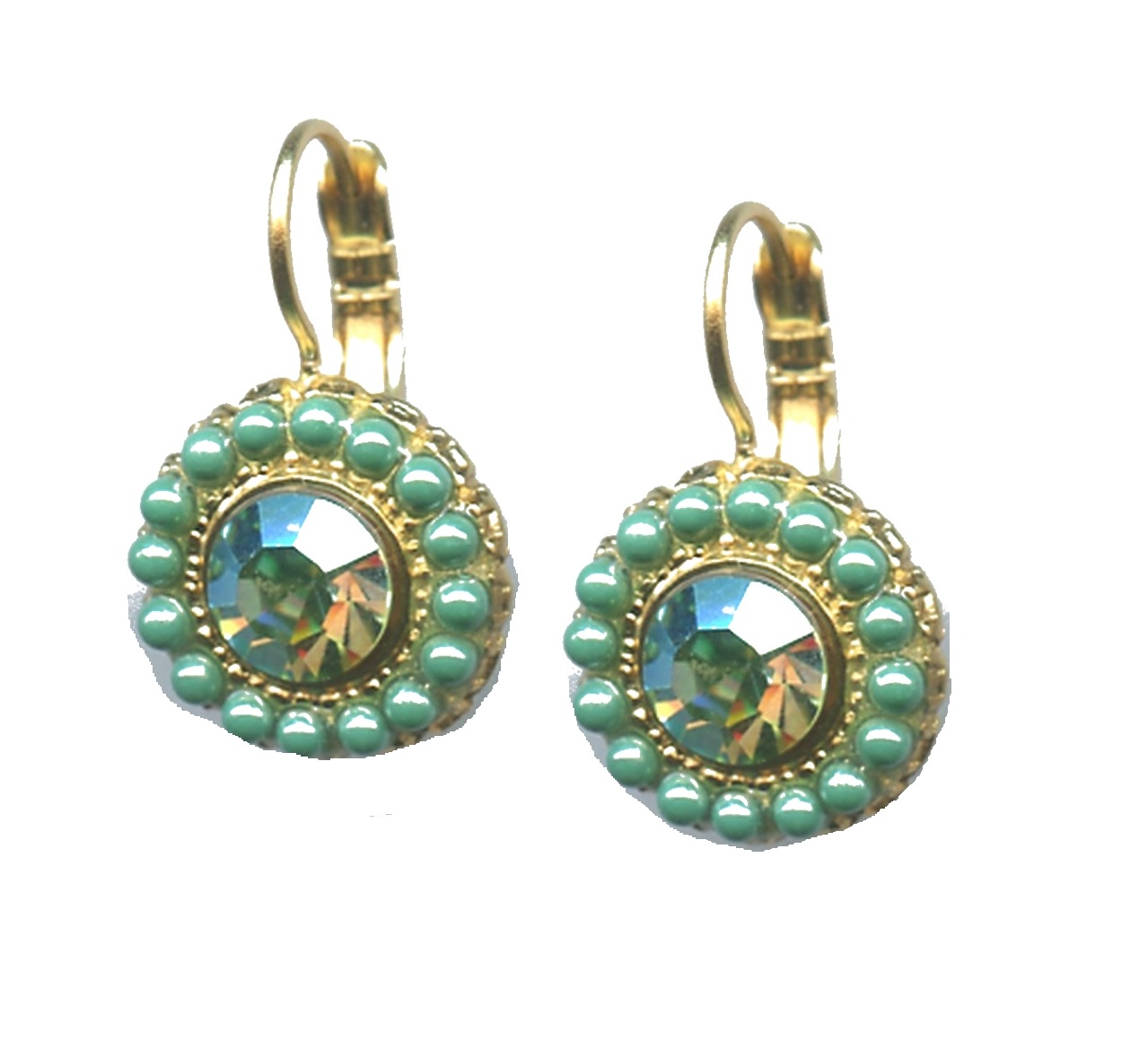 E-1014-3-1043-SP6 Earrings By Mariana Woman Striking Opal and Apple Green Swarovski Crystals - Image 1