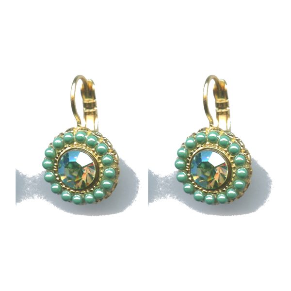 Earrings By Mariana Woman Striking Opal and Apple Green Swarovski Crystals
