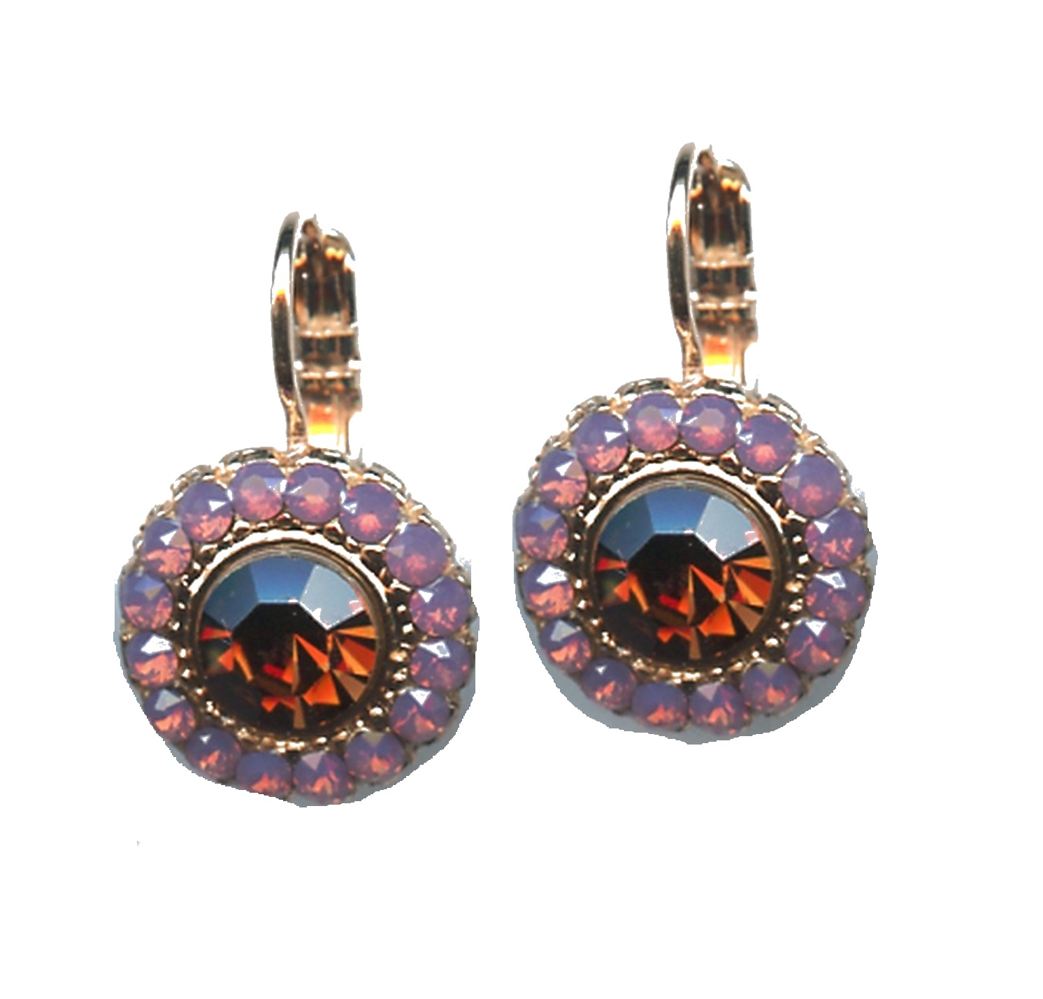 E-1014-3-10444-SP6 Earrings By Mariana Woman Glamorous Opal and Dark Topaz Swarovski Crystals - Image 1