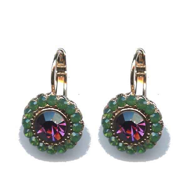 Earrings By Mariana Woman Distinctive Forest Green and Fuchsia Mineral Stone: Green Accents Swarovski Crystals