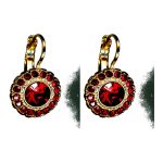 Earrings By Mariana Woman Sparkling Siam and Ruby and Burgundy Swarovski Crystals - Image 2