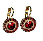 Earrings By Mariana Woman Sparkling Siam and Ruby and Burgundy Swarovski Crystals